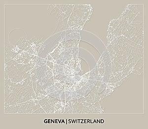 Geneva (Switzerland) street map outline for poster, paper cutting. photo