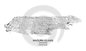 Madura Island, East Java, Indonesia street map city centre for poster. High printable detail travel vector map.