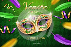 Poster with masquerade mask for mardi gras