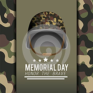 Poster with military helmet and camouflage uniforme photo