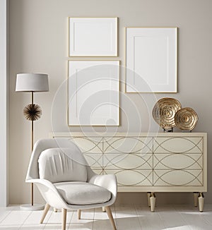 Poster mock up in modern home interior background