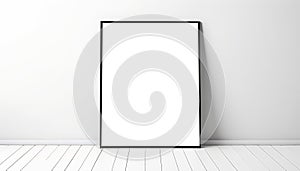 Poster mockup, home art, picture mockup in frame. Empty blank image mock up, standing on floor