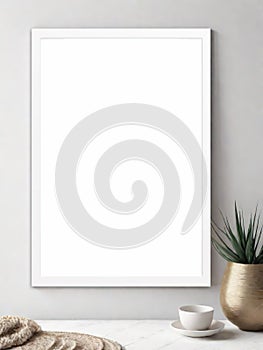 Poster mockup with vertical White frame