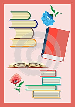 Poster of modern art in pastel colors. Love for reading and books, Great design for social networks, postcards, printing. Vector