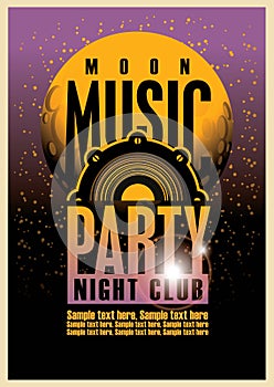 Poster for a moon music party in the nightclub photo