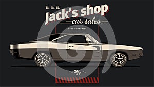 Poster with muscle car.