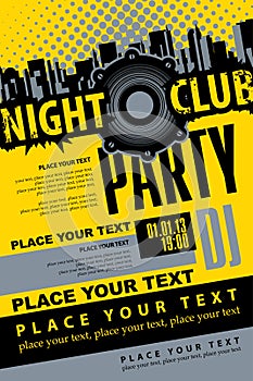 Poster for a music DJ party in the nightclub photo