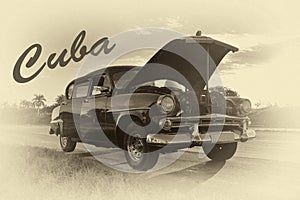 Poster of old car in havana photo