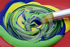 Poster paint, mixed colors.