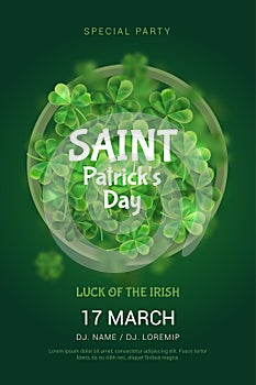 The poster for a party in honor of St. Patrick's Day.