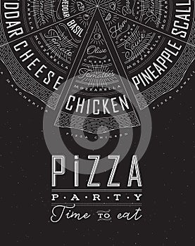 Poster pizza party black color