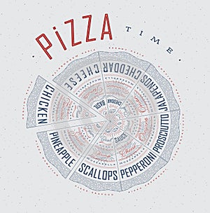 Poster pizza time blue and red