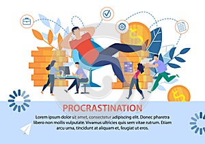 Poster with Procrastinating Lazy Office Worker