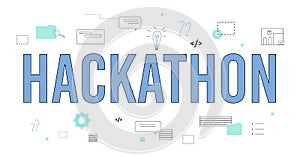 Poster for programming hackathon, vector flat illustration isolated on white background.