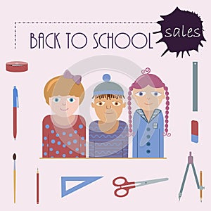 Poster representing back to school sales.