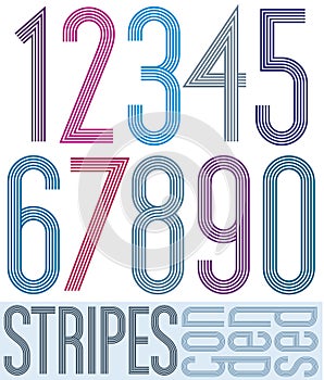 Poster retro condensed colorful numbers with stripes