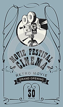 Poster for retro movie festival with old camera