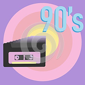 Poster in retro style with cassette and blue title \