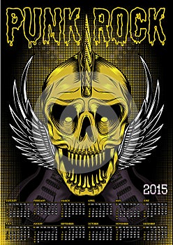 Poster skull and calendar for punk rock