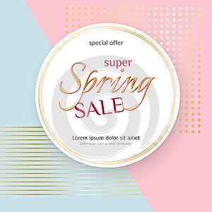 Poster Spring Sale Elegant golden specks pink background Luxury card poster for advertising sale promotions discounts Beautiful