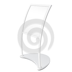 Poster Stand For Floor C-shaped Curve Outdoor Indoor Stander Advertising Banner Shield Display. Illustration Isolated.