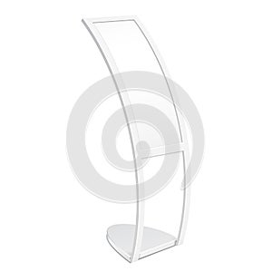 Poster Stand For Floor C-shaped Curve Outdoor Indoor Stander Advertising Banner Shield Display. Illustration Isolated.