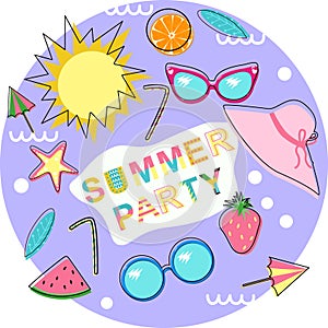 Poster summer party - vector illustration, eps