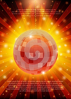 Poster Template with retro disco ball banner. Design for presen