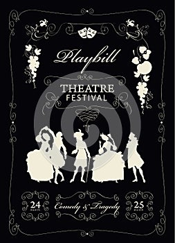 Poster for the theater festival in retro style