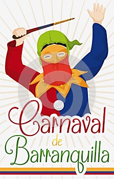 Poster with Traditional Monocuco Character for Barranquilla`s Carnival Celebration, Vector Illustration photo