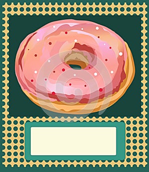 Poster vector template with donuts. Advertising, business card, an invitation for a bakery or a cafe in vintage style.