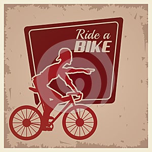 Poster vintage ride a bike cyclist silhouette