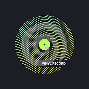 Poster of the Vinyl record. Vector illustration on dark background