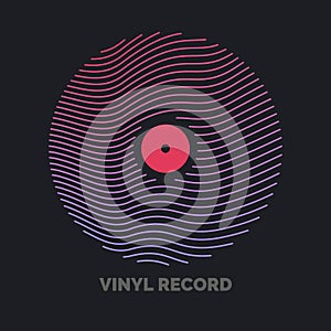 Poster of the Vinyl record. Vector illustration on dark background