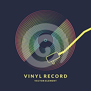 Poster of the Vinyl record. Vector illustration on dark background