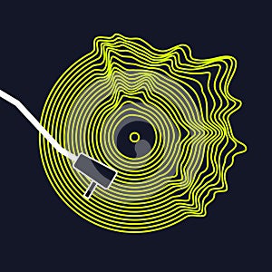 Poster of the Vinyl record. Vector illustration on dark background