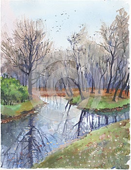 Poster of wall art landscape watercolor painting