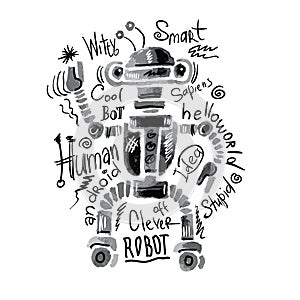Poster watercolor robot