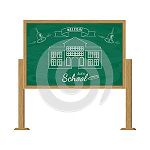 Poster welcome back to school on Green Chalkboards for classroom