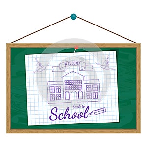 Poster welcome back to school on Green Chalkboards for classroom.