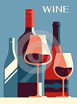 Poster with wine vector concept