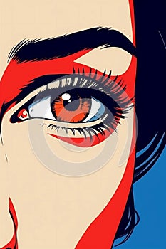 retro woman illustration poster face comic girl beauty fashion art wow. Generative AI.