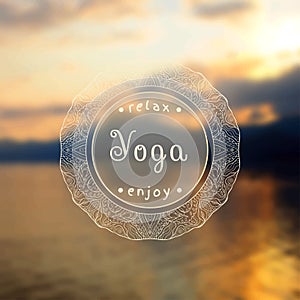 Poster for yoga class with a sea view. EPS,JPG.