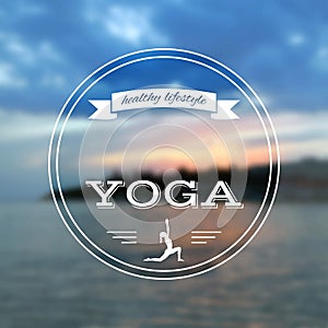 Poster for yoga class with a sea view. EPS,JPG.