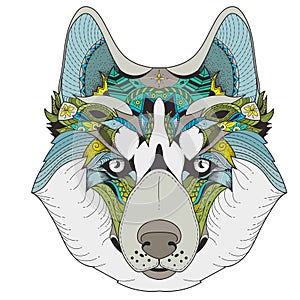 Poster with zenart patterned husky