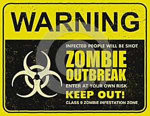 Poster zombie outbreak sign board