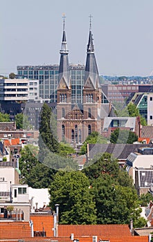Posthoornkerk church built in 1863. City view from the bell tower of the church Westerkerk, Holland, Netherlands
