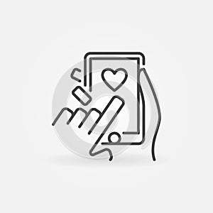 Posting Likes on Smartphone vector outline icon