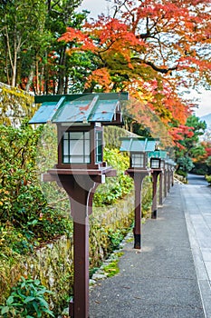 Postlamps at Chorakuji temple in Kyoto