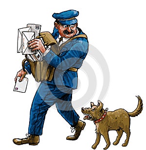 Postman and barking dog
